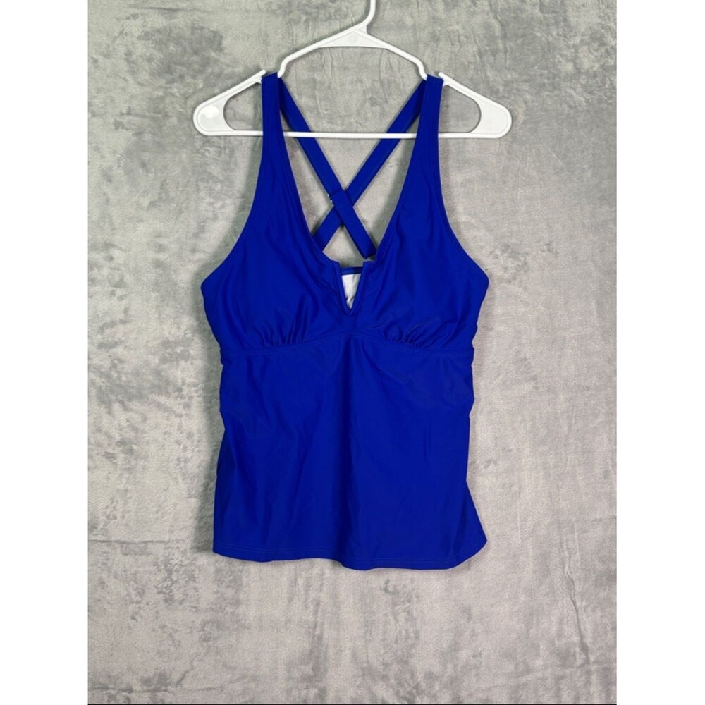 Zaful Royal Blue V Cut Bathing Suit Criss Cross Back Swim Suit Top Size 8-10